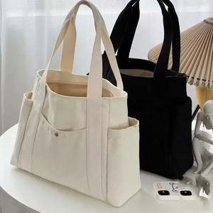 Bolsos de Hombro de Moda para Mujer con Logotipo Personalizado a Precio Económico, Bolsa de Mano de Lona de Algodón Ecológica Reutilizable de Lujo con Múltiples Bolsillos - Product Image 1