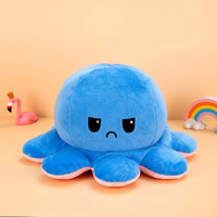 Peluche poulpe douce et mignonne, oreiller en peluche, poupées personnalisées, double face, peluche réversible, animaux en peluche, jouets en peluche