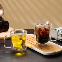 Vente en gros de tasses à café en verre à double paroi, anti-brûlure, isolées, en verre borosilicate de haute qualité, pour la maison et le bureau