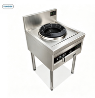 Cuisinière professionnelle multi-fonctions à gaz avec wok, moteur de soufflerie 120W, en acier inoxydable, cuisinière chinoise à allumage électronique double zone