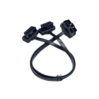 2 in 1 sabuk berbentuk pita datar 24V kabel OBDII OBD2 kabel adaptor sudut kanan kabel OBD tipe Y ST-SOC-503B pria ke Wanita
