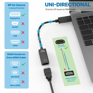 Adaptateur SYONG portable DisplayPort vers HDMI 4K plaqué or, convertisseur d'écran unidirectionnel DisplayPort <span class=keywords><strong>PC</strong></span> vers HDMI, mâle vers femelle - Product Image 4