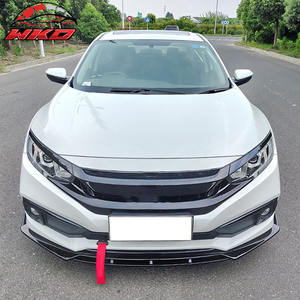Lèvre de pare-chocs avant compatible avec Honda Civic 2019-2021, style IKON V3, spoiler noir brillant, 2 pièces, pièces auto de haute qualité, kit carrosserie - Product Image 2