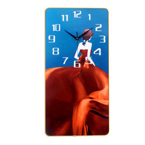 <span class=keywords><strong>Horloge</strong></span> <span class=keywords><strong>murale</strong></span> électronique silencieuse <span class=keywords><strong>rectangulaire</strong></span> <span class=keywords><strong>en</strong></span> <span class=keywords><strong>verre</strong></span> et plastique, style moderne minimaliste, luxe léger, avec peinture décorative transparente - Product Image 2