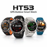 Nouvelle montre connectée GPS HT53, écran IPS de 1,46 pouce, 650 mAh, appels Bluetooth, IP68, boussole, lampe de poche, assistant vocal, montre de sport d'extérieur pour hommes