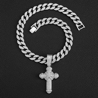 NL2210 Pendentif grande croix hip-hop alliage créatif polyvalent collier cubain pour hommes plein de diamants