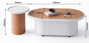 Tavolino da Caffè Moderno <span class=keywords><strong>Bianco</strong></span> Crema di Tendenza, Set Tavoli da Salotto con Piano <span class=keywords><strong>in</strong></span> <span class=keywords><strong>Legno</strong></span>, Tavolo da Tè di Alta Gamma per <span class=keywords><strong>Soggiorno</strong></span> - Product Image 4