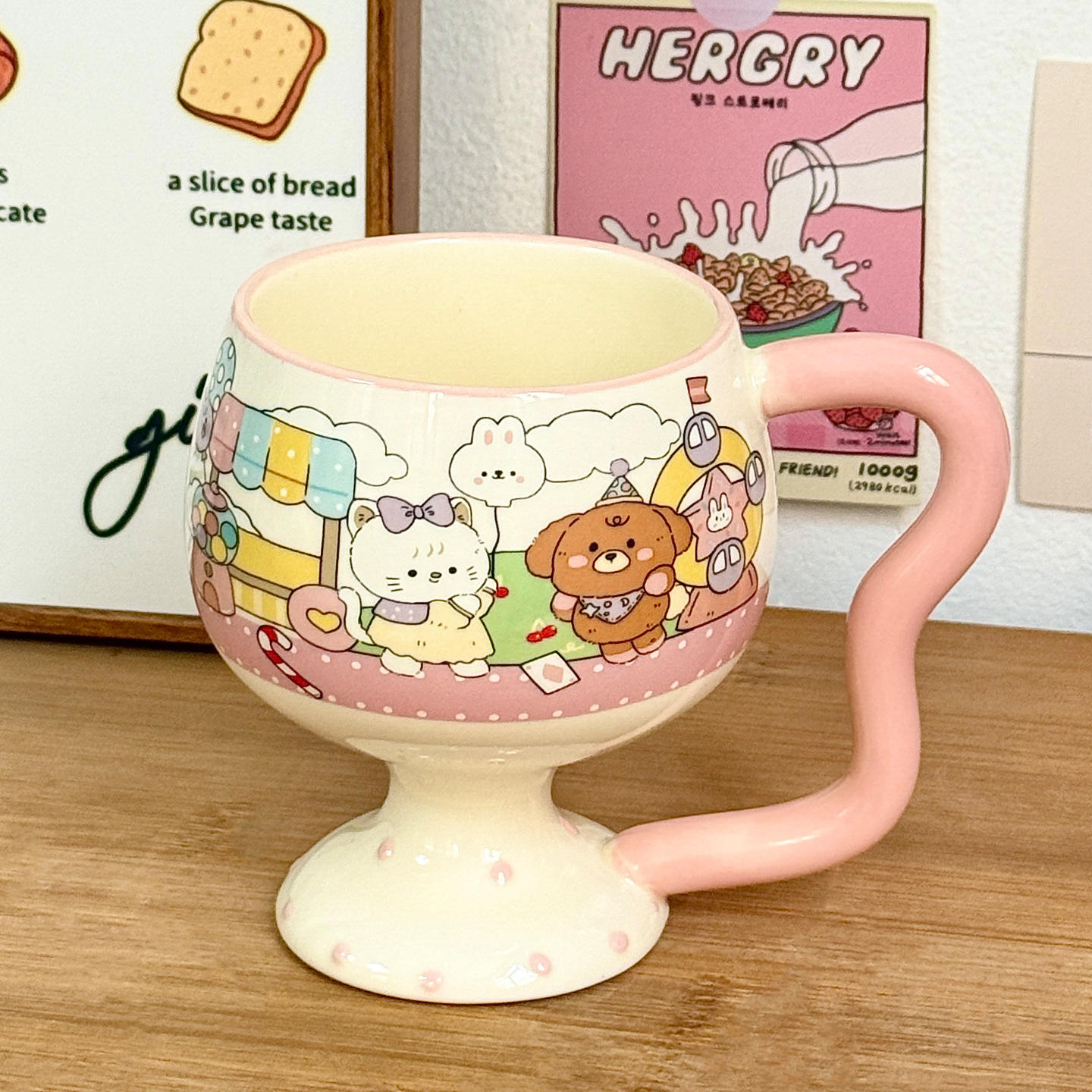 [แก้วเดี่ยว] แก้วไวน์แดงน่ารัก - สีชมพูอ่อน