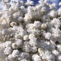 Mur de fleurs artificielles DKB, best-seller, décoration murale de fleurs blanches de qualité supérieure, toile de fond de 8 pieds x 8 pieds pour la décoration de mariage en intérieur