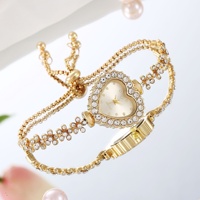 Montre-bracelet à quartz LP26 pour femme, style quotidien, cadran cœur étincelant avec strass, bracelet chaîne en alliage réglable offert