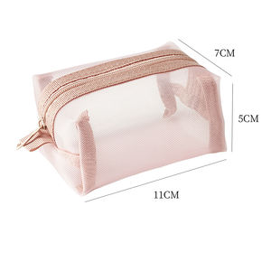 กระเป๋าจัดระเบียบเครื่องสำอางทำจากไนลอนสีใสขนาดเล็กเป็นมิตรกับสิ่งแวดล้อมกุญแจลิปสติกแบบพกพาบัตรเครดิตอุปกรณ์จัดเก็บเครื่องสำอาง - Product Image 6