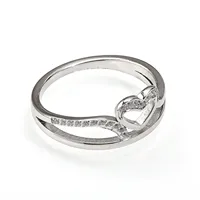 Bague en acier inoxydable délicate avec cœur creux incrusté de zircon, design double bande, bijou de doigt tendance pour femme au quotidien