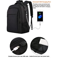 Ransel Laptop Unisex Kapasitas Besar Port USB Tahan Air Bahan Oxford Polyester untuk Bisnis, Perjalanan, dan Olahraga