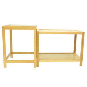 Mesa auxiliar cuadrada, tamaño para sala de estar, mueble auxiliar de bambú, mesa esquinera sencilla, mesa de centro pequeña extensible - Product Image 1