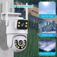 Caméra IP de sécurité extérieure Wifi PTZ 6MP 4K Icsee à double objectif avec alarme sonore et lumineuse, vision nocturne