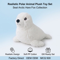 Peluche Animale Polaire Réaliste : Phoque, Renard Arctique, Léopard des Neiges – Doudou en Coton PP Ultra Doux et Écologique