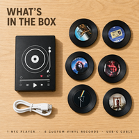 Boîte à musique NFC, aimant de réfrigérateur, lecteur de disque vinyle personnalisé avec photo, appuyez pour jouer, chansons remplaçables, cadeau musical pour la Saint-Valentin, Noël