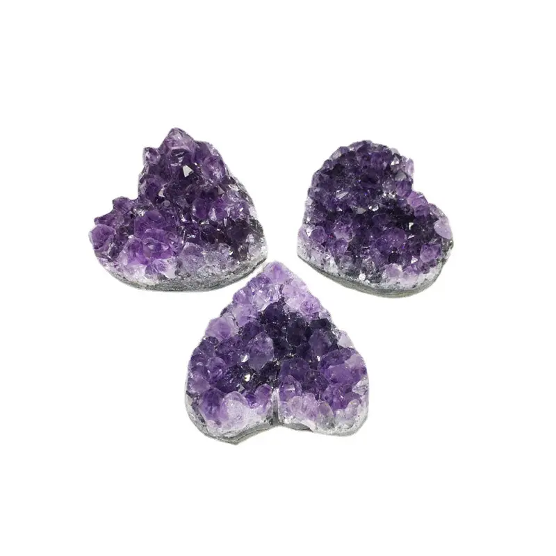 Großhandel natürliche Uruguay Amethyst Heils tein Liebe Herzform Amethyst Cluster Ornamente Amethyst Block Degaussed Mineral Te