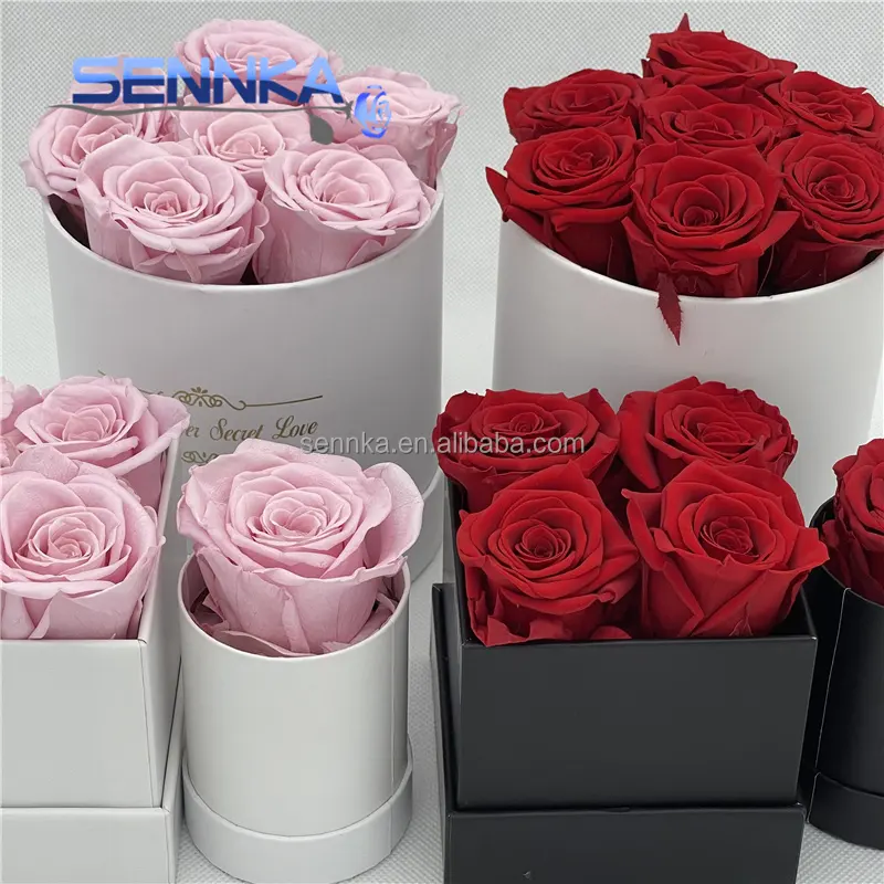 מפעל ישירות ורדים השתמרות עם ריחני נר תיבה סיטונאי השתמר פרחים לאורך זמן ורדים לחג האהבה