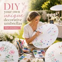 Parapluies en bois personnalisés en gros, mini parapluies en papier blanc DIY, parasols pour mariage