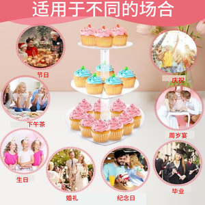 Support à gâteau en acrylique Zhonghui, 3 étages, en forme de cœur, transparent, pour cupcakes, desserts et fêtes - Product Image 3