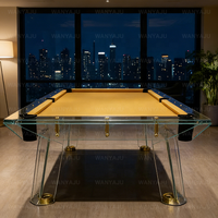 Table de billard de luxe moderne en verre trempé, table de billard avec pieds en verre transparent, table de billard en ardoise, couleur de tissu personnalisée, tables de billard