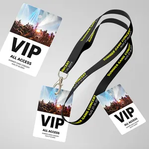 ขายส่งสีเต็มรูสมาร์ทชิป Rfid ป้ายเหตุการณ์ Vip Pass ID การ์ดพร้อมเชือกเส้นเล็กขนาดที่กําหนดเอง VIP Pass