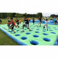 Parcours d'obstacles gonflable amusant, jeu gonflable de team building avec pneus, tapis géant gonflable pour parcours d'obstacles