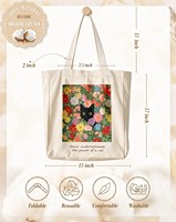 Sac fourre-tout en toile écologique personnalisé avec poche pour femmes, sacs pliables à soufflets en tissu avec motif pour cadeau publicitaire