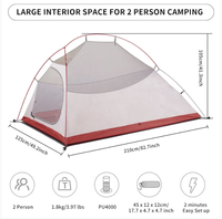Carpa de Camping Ultraligera Plegable de Doble Capa para las Cuatro Estaciones, Tipo Domo para 2 Personas, Impermeable 4000mm, Equipo de Camping para Exteriores