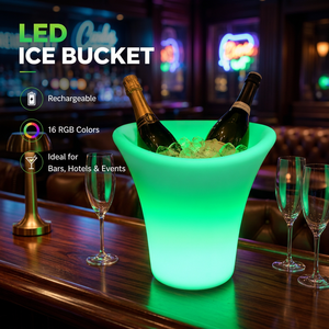 Seau à glace LED moderne en plastique personnalisé, rechargeable, refroidisseur de champagne RGB, bac à boissons étanche pour bars, fêtes et événements - Product Image 1