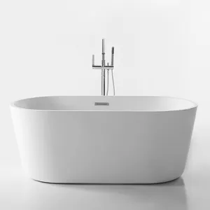 Baignoire blanche à une pièce de 1200mm, baignoire à tourbillon autoportante, baignoire acrylique ovale à Surface solide