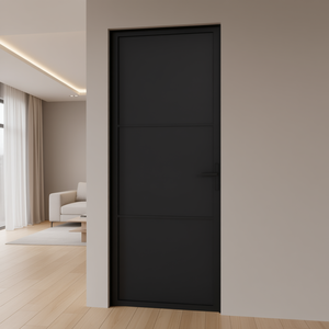 Porte en verre mat noir et en aluminium, 32,7 x 79,3, design minimaliste intérieur, avec isolation acoustique, fonctionnement manuel - Product Image 2