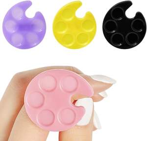 Placa de maquillaje de paleta de Arte de uñas de colores mezclados con hoja curva para esmalte de uñas bandeja de anillo de plástico para dedo usable - Product Image 2
