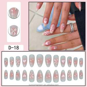 Populaire en Europe et en Amérique : <span class=keywords><strong>Faux</strong></span> <span class=keywords><strong>ongles</strong></span> minimalistes en forme d'amande <span class=keywords><strong>avec</strong></span> strass en forme <span class=keywords><strong>de</strong></span> nœud - Autocollants pour <span class=keywords><strong>ongles</strong></span> - Product Image 5