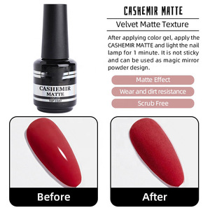 Venta caliente hipoalergénico NO-wipe Top Coat Gel Natural transparente duro mate UV esmalte de uñas con <span class=keywords><strong>Base</strong></span> de goma orgánica - Product Image 2