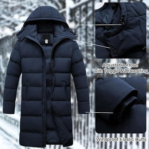 <b>Men's</b> <b>Long</b> Puffer Jacket Winter Warm <b>Coat</b> Waterproof Breathable Lightweight Polyester Outdoor Casual Front - Product Image 3