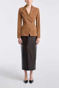 Abrigo de gamuza informal estilo ejecutivo con solapa entallada y un solo botón para mujer LEDUO - Product Image 2