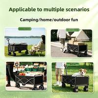 Chariot de camping pliable multifonctionnel avec table intégrée, grande capacité, roues tout-terrain, chariot utilitaire pour la plage et les activités de plein air