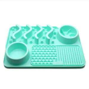 Patented FREE SAMPLE All-in-one Non-slip Food Water Slow Pet Feeder Dog Bowl Pet Lick Mat Food Grade Silicone Dog Food Bowl