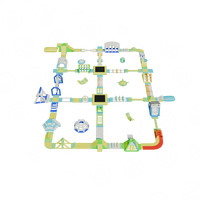 Plateforme gonflable combinée d'aventure intérieure/extérieure sur mesure pour parc aquatique et aire de jeux