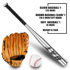 Bate de béisbol de aleación de aluminio para niños y jóvenes, guantes de béisbol, béisbol, juego de combinación tres en uno de bolsa portátil - Product Image 2