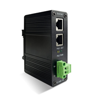 Inyector PoE++ GXCOM IEEE 802.3bt 10G 95W |   Conector Ethernet Industrial para Riel DIN para Cámaras PTZ de Exterior (Entrada de 12-48V CC)