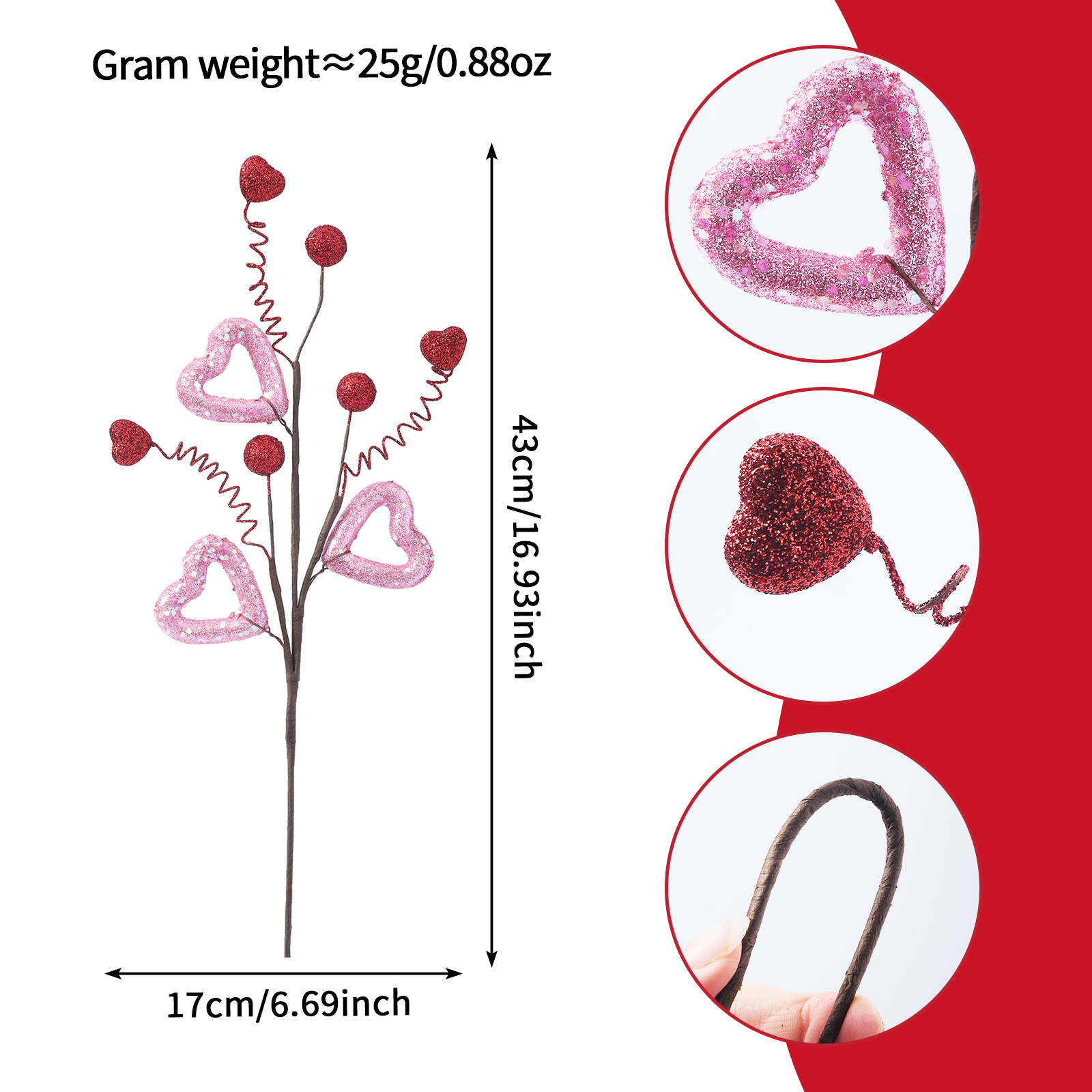 Púas de corazón rosa con puntos rojos