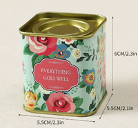 Boîte de rangement carrée en métal avec couvercle, imprimée de motifs floraux personnalisés, pour le thé, le café, les bonbons, les emballages cadeaux