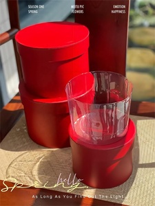 Caja de regalo de Color sólido con estampado de flores, cubo con ranura impermeable, conjunto redondo de <span class=keywords><strong>3</strong></span> piezas, caja dura reciclable - Product Image 3