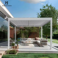 Pavillon de jardin en aluminium robuste avec toit rigide et moustiquaire pour cuisine extérieure, barbecue, fête, patio, cour arrière