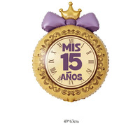 Ballons en aluminium en forme de couronne de princesse pour le 15e anniversaire, décoration de fête pour adolescente