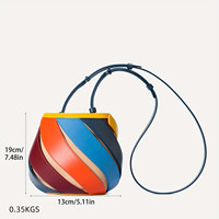Sac tendance 2024, mini sacs seau arc-en-ciel pour femmes, sacs à main géométriques, sacs à bandoulière en PU, sac à bandoulière simple avec chaîne