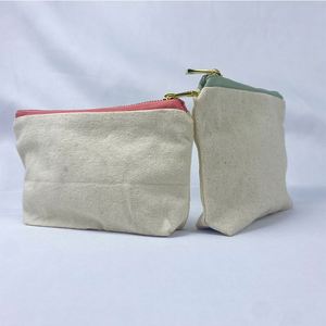 Pochette en toile portable de grande taille de qualité OEM, sac cosmétique personnalisé avec fermeture éclair dorée personnalisée - Product Image 1